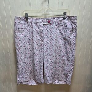 Cracked Wheat Bermuda Shorts Womens 16 Multicolor Polka Dot Stretch Casual